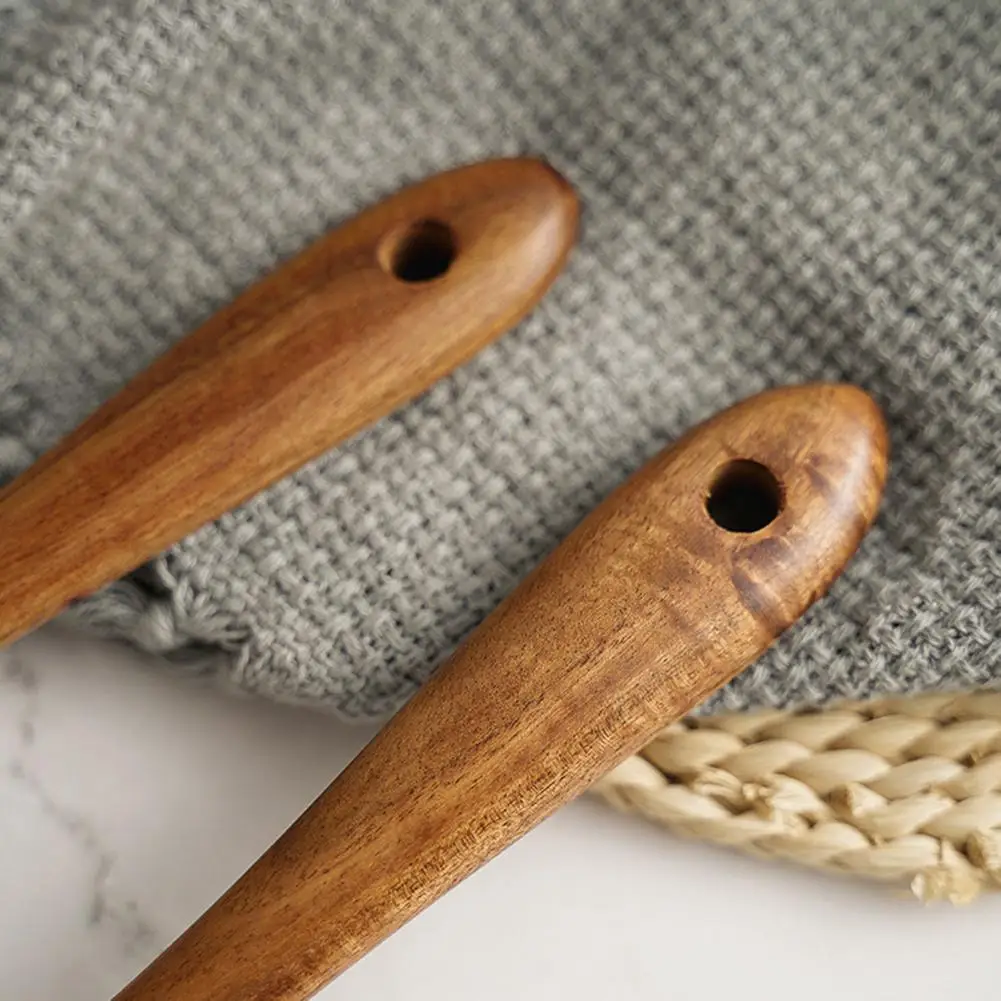 Reusable Wooden Retro Salad Sushi Fork Pasta Spoon Kitchen Cooking Utensil Tool