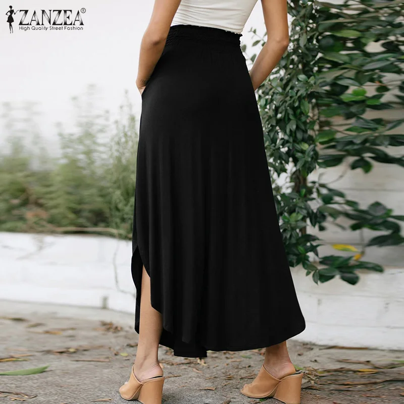 ZANZAE asimétricas elegantes mujer, faldas largas de gran tamaño, informales, holgadas, con cintura alta, para fiesta, para verano, 2021|Skirts| - AliExpress