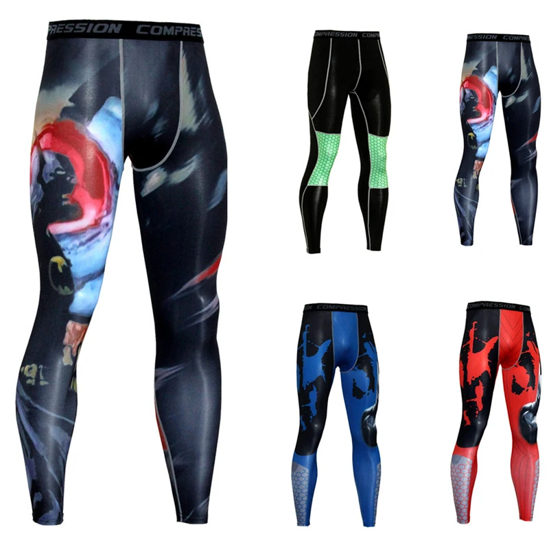 

psvteide Mens 3D Printed Pattern Compression Tights Pants Men Fitness Base Pants Skinny Leggings Trousers Male Skinny Sweatpants