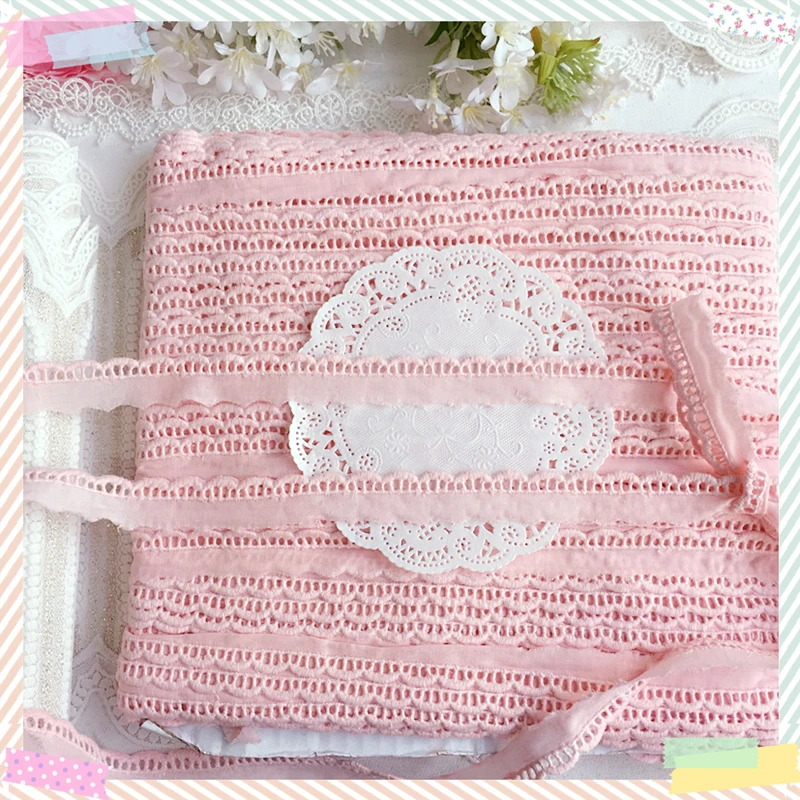 Ажурные кружева вышивка розовый хлопок Bulei Si diy ручной работы одежда для малышей кружевной материал