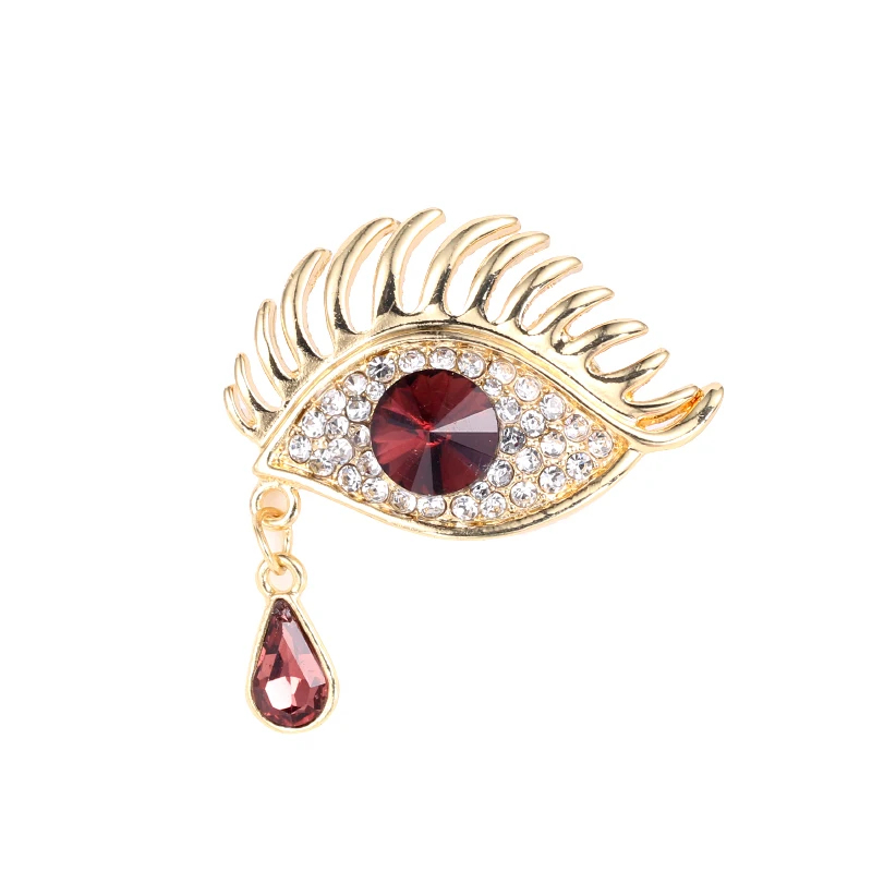 

baiduqiandu Brand New Arrival Gold Color Plated Crystal Teardrop Eye Brooch Pins for Women Fashion Costume Jewelry