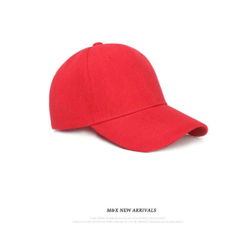 Хлопок нейтральная бейсболка сплошной цвет дышащий snapback шляпы Регулируемая пара бейсболка шляпа от солнца папа шляпа F69 - Цвет: Red