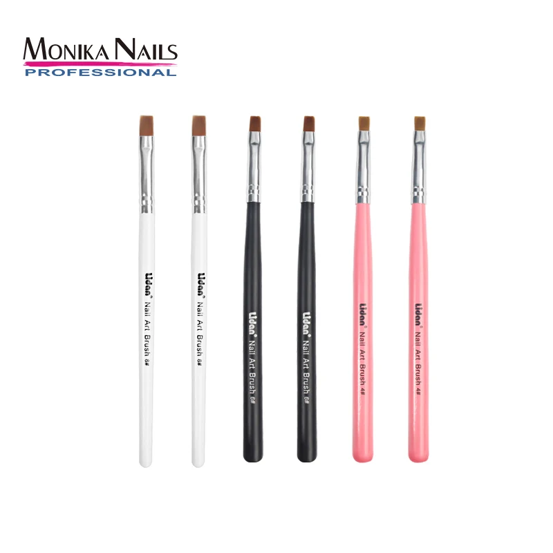 Lidan-Herramienta de manicura francesa para uñas, bolígrafo para bricolaje, diseño plano, con mango de madera, 4 colores