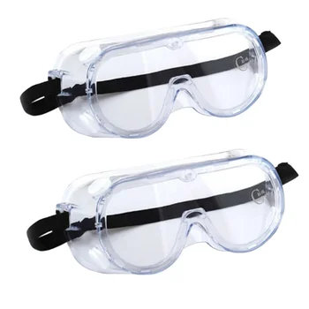 

2PCS Safety Goggles Glasses Masks Protective Wide Vision Anti Dust Eye Mask Anti-Fog Splash Working Safety Goggles