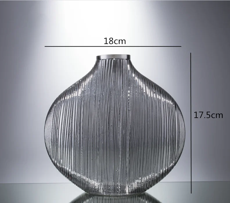 Нордический необычный, прозрачный стеклянный ваза декоративный цветок композиция аксессуары современный для домашнего свадебного украшения Ваза - Цвет: 18x17.5cm