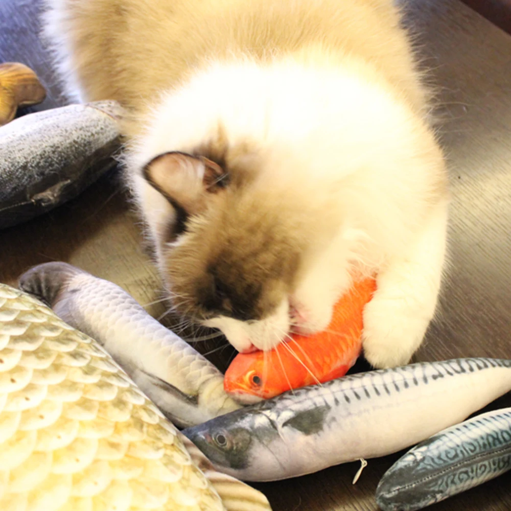 20/30/40CM Plush Pet Cat Simulation Fish Toy Creative Pet Cat Kitten Chewing Playing Toy Biting Supplies Dropshiping