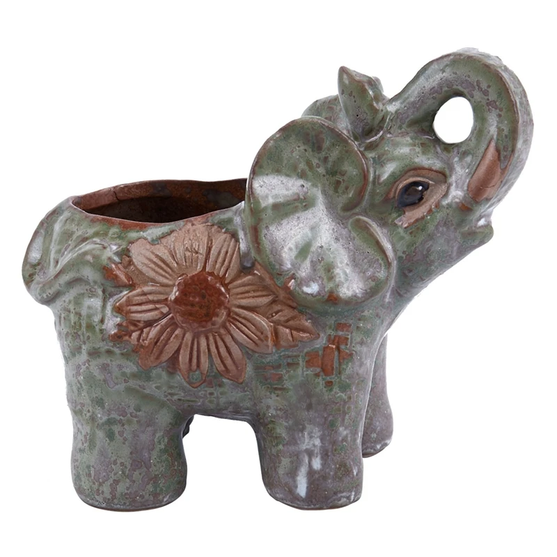 Ceramic Mini Elephant Cacti Succulent Plant Pot Flower Planter Garden Home Decor