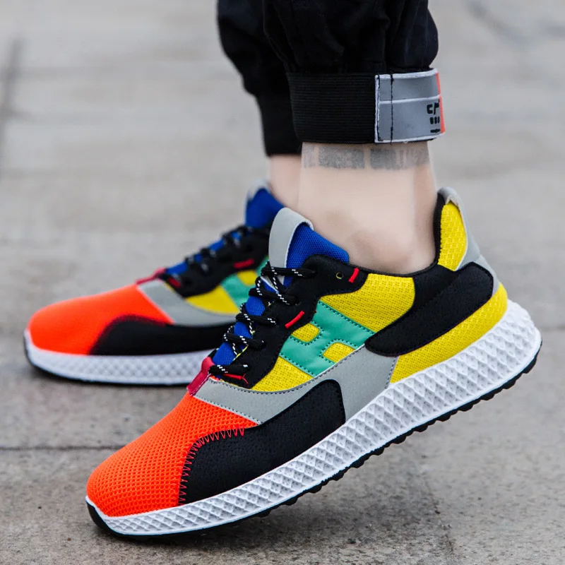 

New Style Spring And Summer Men's Joint Sports Running Shoes Trend Fly Woven Mesh Shoes MEN'S SHOES Students White Shoes Slip-Pi