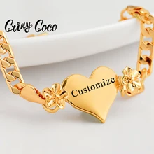 

Cring Coco Custom Name ID Bracelet Personalize Jewelry Charm Hawaiian Letters Bracelets Figaro Chain for Mother Baby Gifts 2021