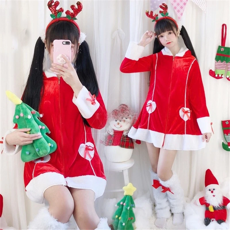 

Women Christmas Carnival Cosplay Costume Long Sleeve Party Perfomance Dress Clothing with Foot Cover Xmas Costumes No Headwear