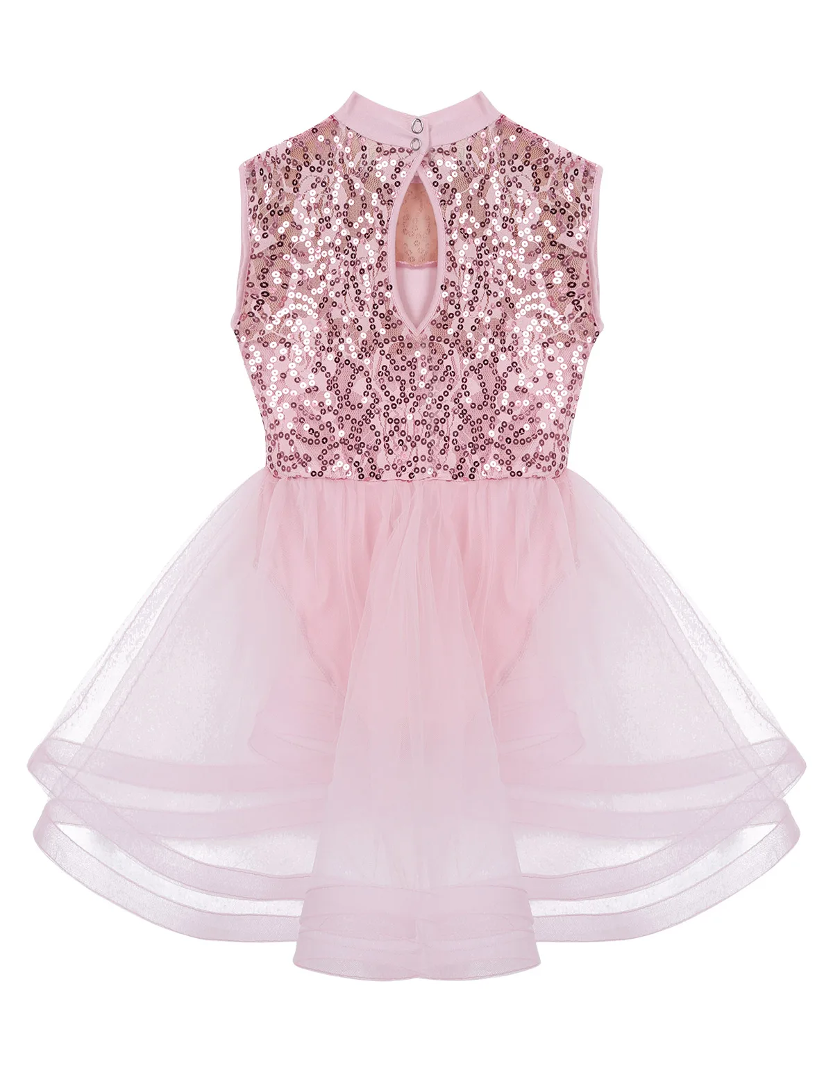 Girls Sequins Mesh Tutu Ballet Dresses Figure Ice Skating Dress Gymnastics Leotard Performance Competition Lyrical Dance Costume