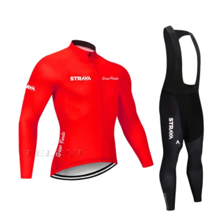 STRAVA road bike team 9D cojin de equitacion traje de primavera y otono camisa de manga larga jersey - Цвет: Long sleeve suit