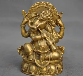 

old Tibetan Buddhism brass Elephant Jambhala wealth God Buddha statue