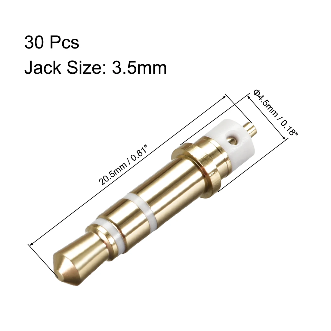 

uxcell Headphone Jack Adapter Male Plug Copper Gold Plating for Repair Earphone Black 2 Pole-30pcs White