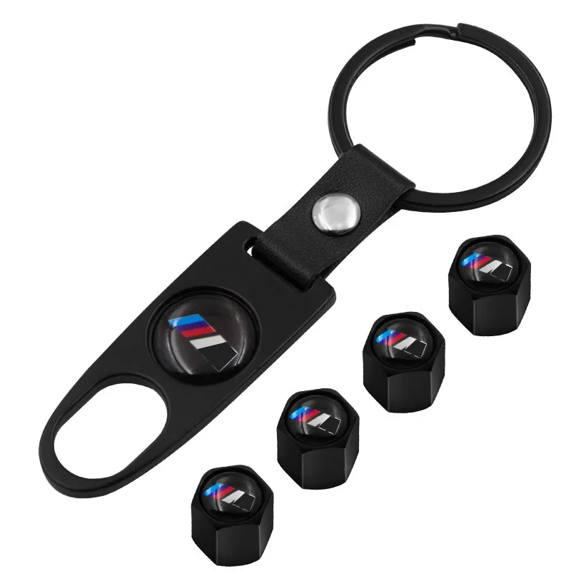 

4+1 Car Tire Valve Cap Fittings Seal Waterproof Cover Car Key Ring M Valve Cover For Bmw X1 X3 X4 X5 X6 X7 E46 E90 F20 E60 E39