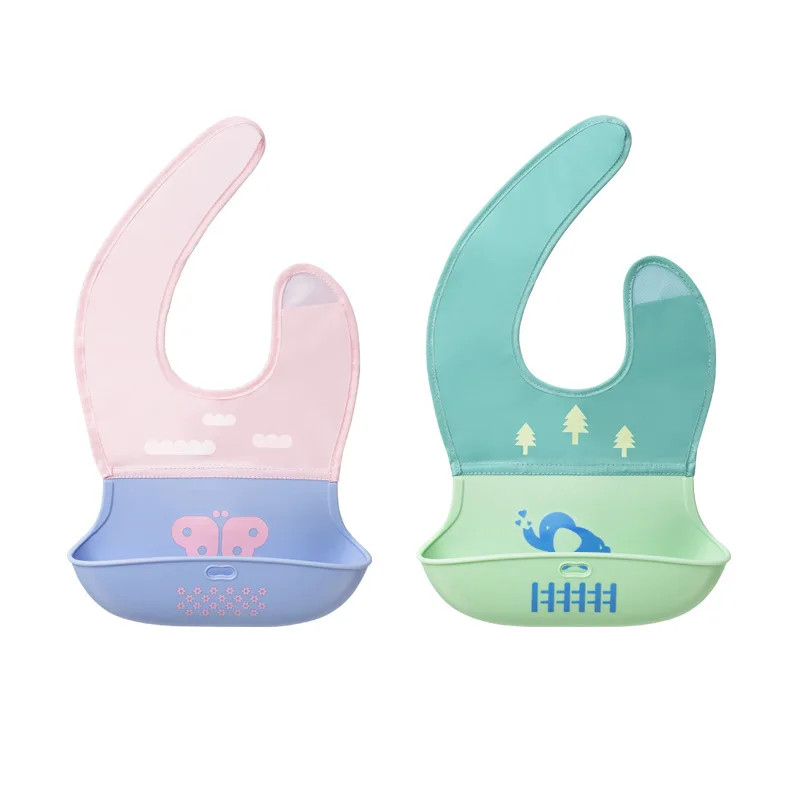 Silicone Baby Bibs Saliva Towel Adjustable Easily Wipe Clean Waterproof Keeps Stains Off Feeding Accessories |