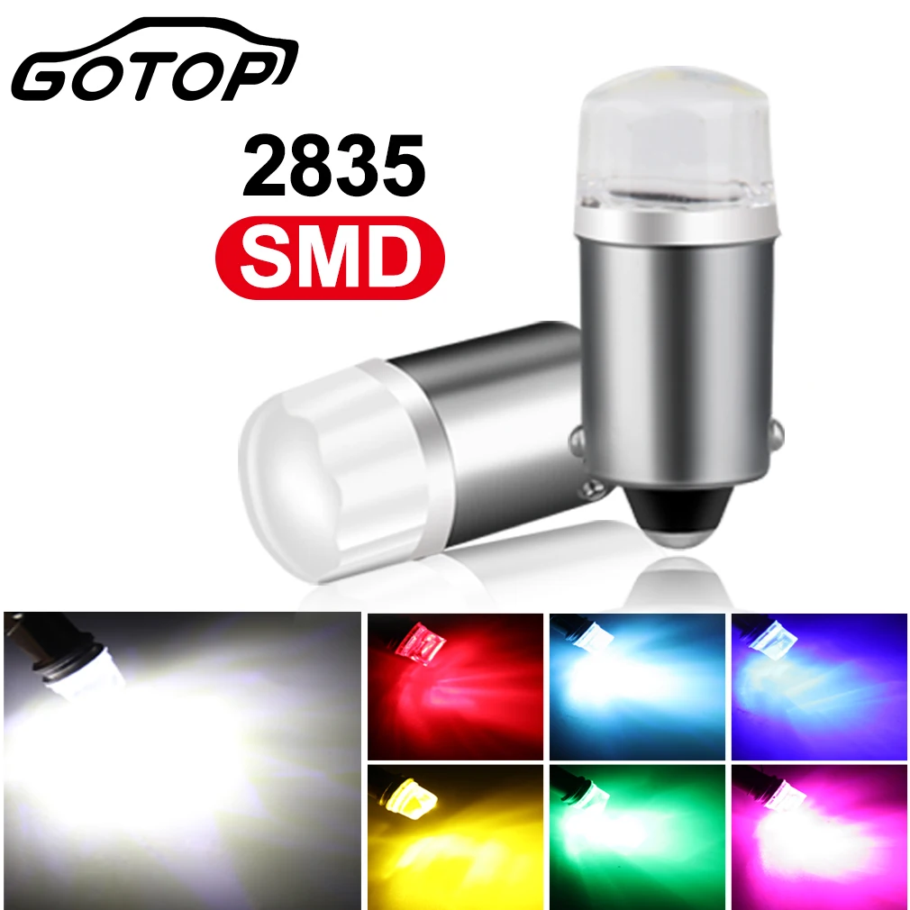 LED Car Bulbs 2pcs BA9S T4W T2W T3W H5W 2 LED 2835 SMD 12913 12910 12929 LED Indicator Bulb License Plate DC 12V