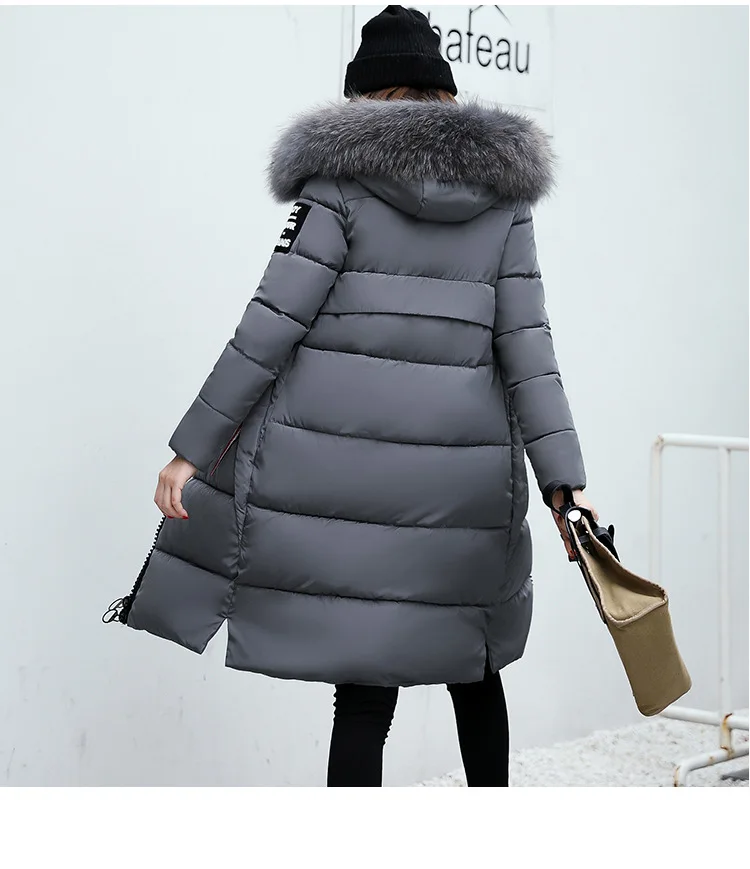 novo inverno das mulheres para baixo parkas inverno jaqueta de pele grande grosso fino longo casaco moda zíper com capuz feminino longo outerwea