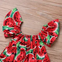 0-36Months Newborn Girl Bodysuit Hairband Set Short Sleeve Watermelon Print Playsuits For Baby Girls Summer Rompers 3