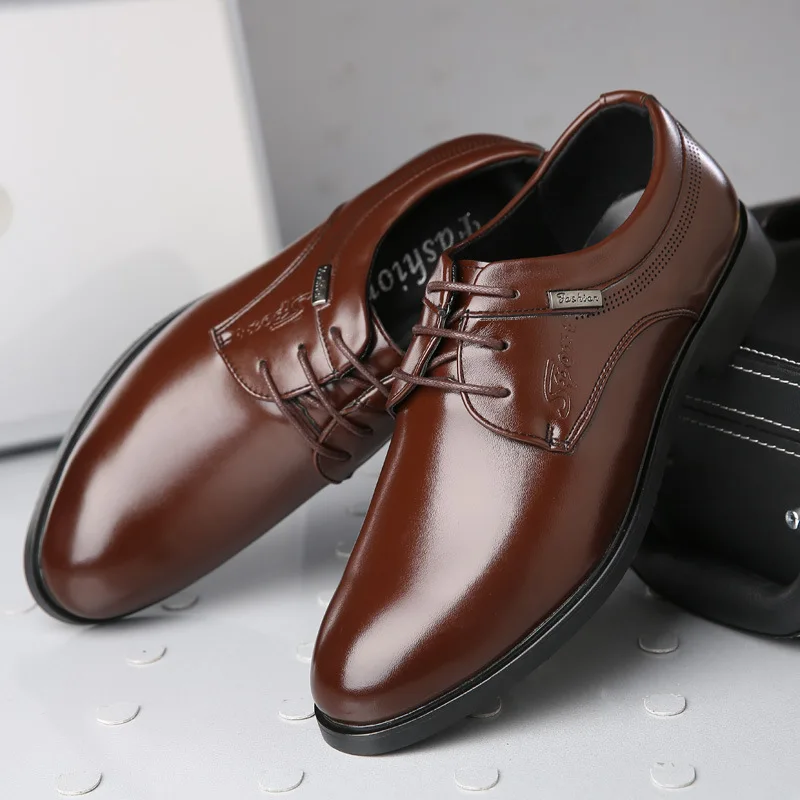 

Autumn New Style Business Pointed-Toe Leather Shoes Men Korean-style Lace-up Men Shoes England Trend Wedding Shoes Work Shoes