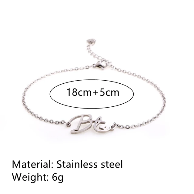 BTS Stainless Steel Simple Letter Bracelet  2