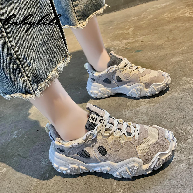 Новинка 2019 года женские кроссовки на толстой подошве платформе из дышащей сетки