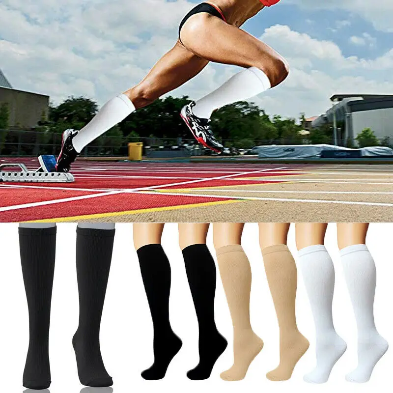 

HIRIGIN 1/3/5 Pairs Compression Socks Support Stockings Travel Flight Socks (15-20 mmHg) Men Women Crew Socks