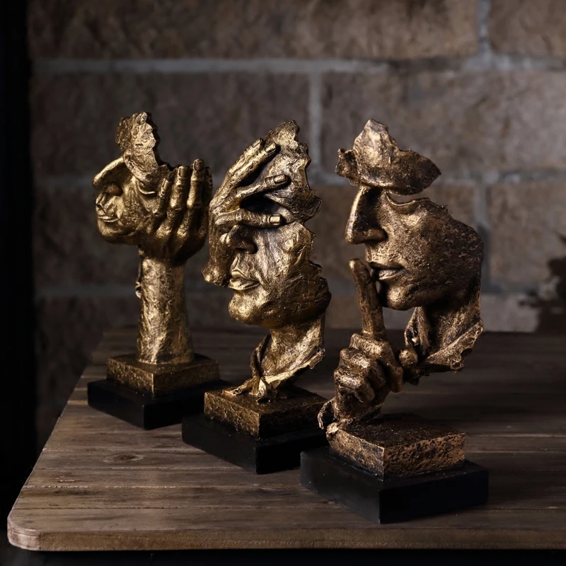 5x5x13inch Modern Creative Thinker Silence is gold Abstract Sculpture,Nordic-style Retro Ornament Artwork For Office Living room-B 12x13x34cm 5x5x13inch Modern Creative Thinker Silence is gold Abstract Sculpture,Nordic-style Retro Ornament Artwork For Office Living room-B 12x13x34cm
