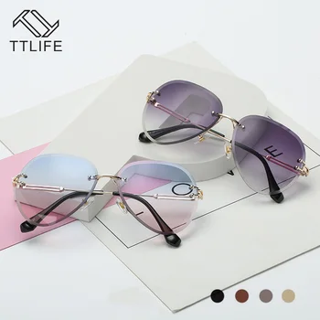 

TTLIFE Cut Clips Vintage Women Sunglasses Black Multi-Color Marine Lens Sun Glasses Round Frog Mirror Metal Frames Purpul WT0154