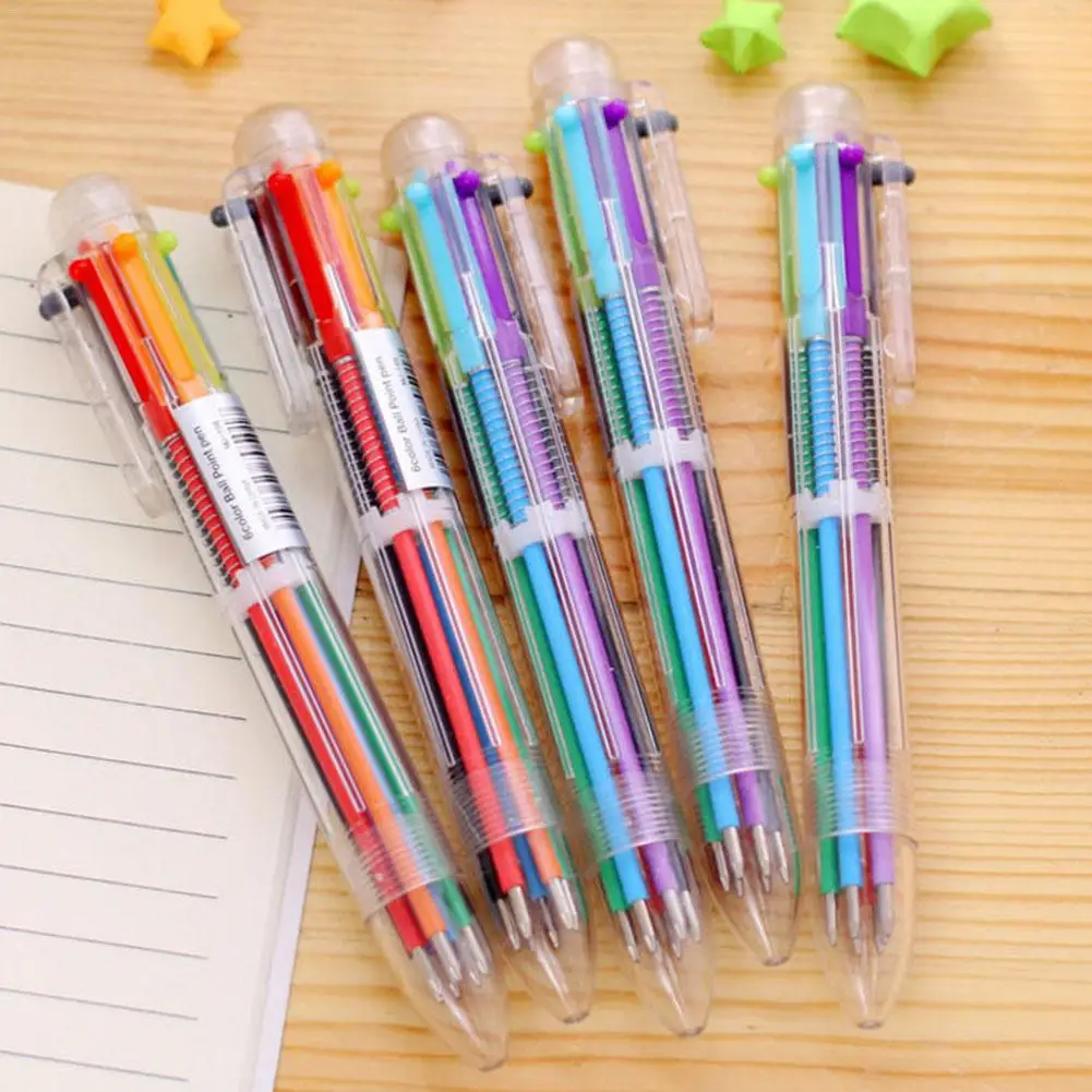 1 шт многоцветная шариковая ручка многофункциональная 6 в 1 Красочные забавные шариковые ручки для письма канцелярские принадлежности Школьные принадлежности