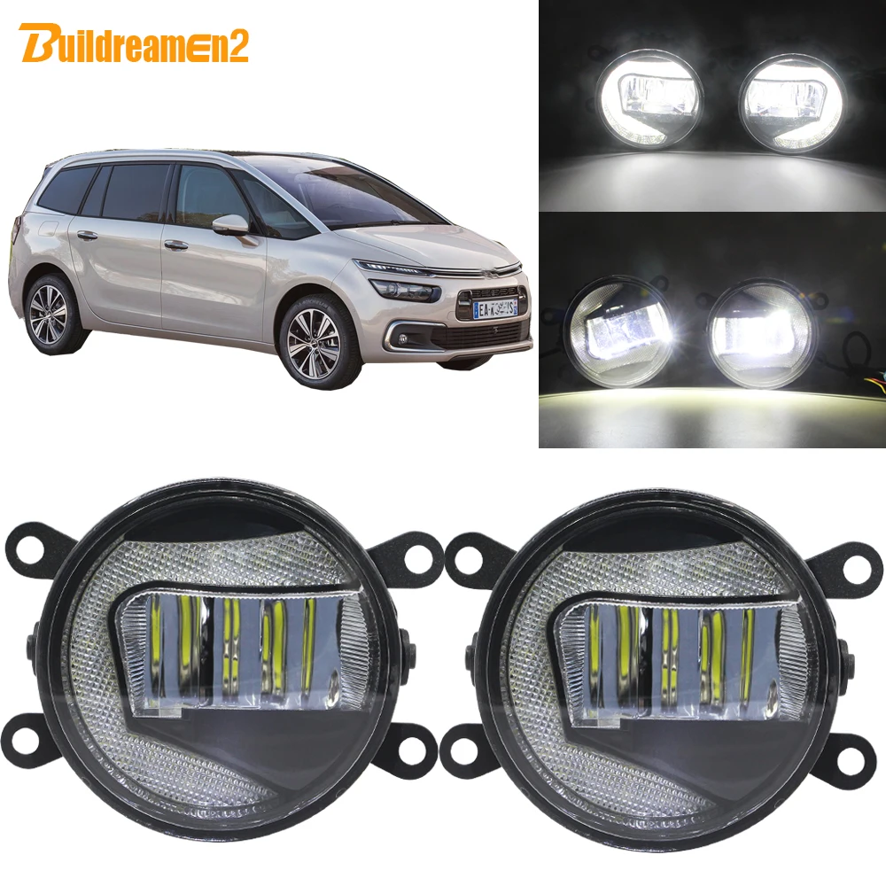 

Buildreamen2 Car Accessories H11 LED Projector Fog Light + DRL Daytime Running Lamp White 90mm 12V For Citroen C4 2004-2013