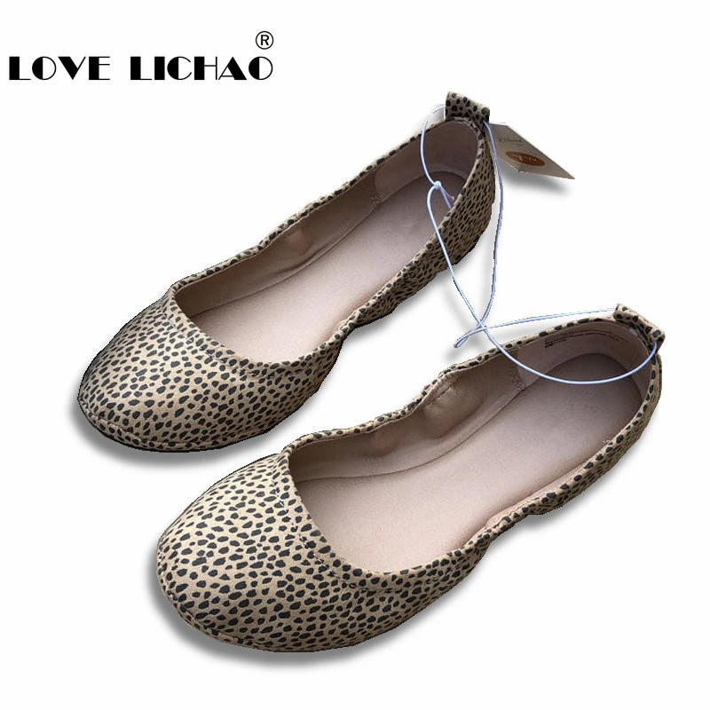 leopard round toe flats