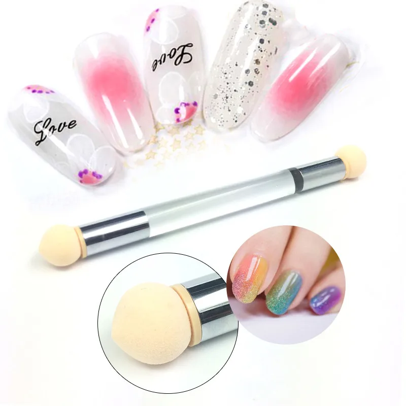 5pcs/set Reusable UV Gel Nail Art Painting Gradient Shade Pen Brush Sponge Heads Manicure Tool