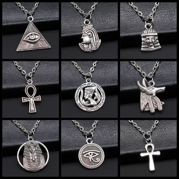 

Egyptian Jewelry Gift Egyptian God Pharaoh The Eye Of Horus Ankh Cross Pendant Necklace African Gift