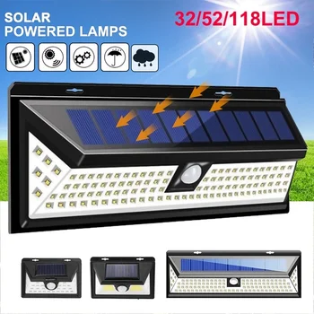 

1/2PCS Solar Lights Security Lighting 32/52/118LED Wall Solar Light Outdoor Nightlight Waterproof IP65 Motion Sensor Detector