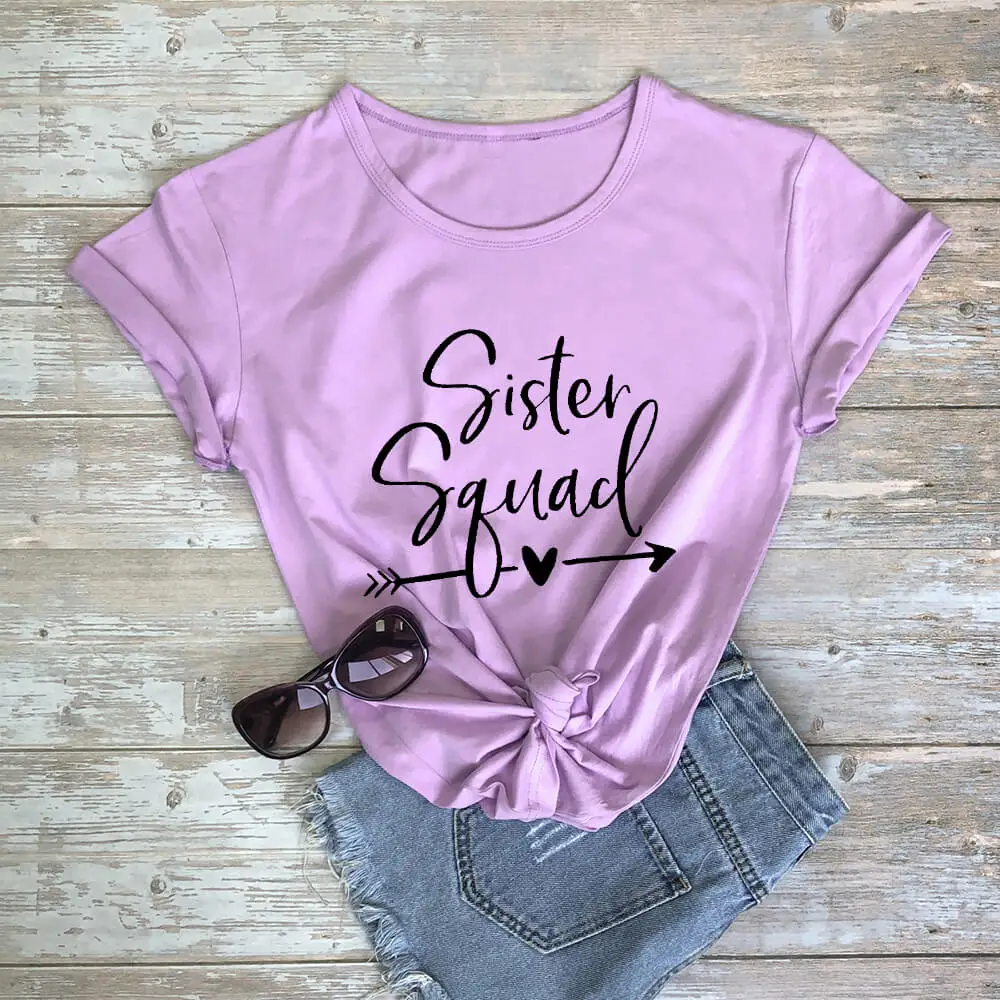 

Sister Squad 100%Cotton High Quality T Shirt Sister Birthday Shirt New Arrival Women Shirt Best Friends Gift DropShip