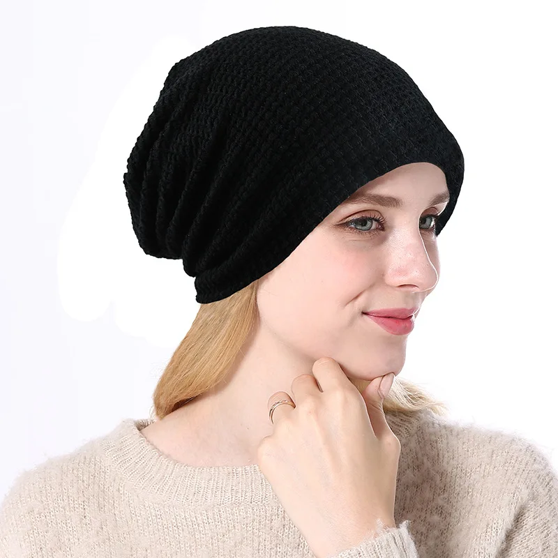 

Skullies Beanie Europe and the United States wind autumn and winter knitted dome wool hat warm monochrome headgear men and women