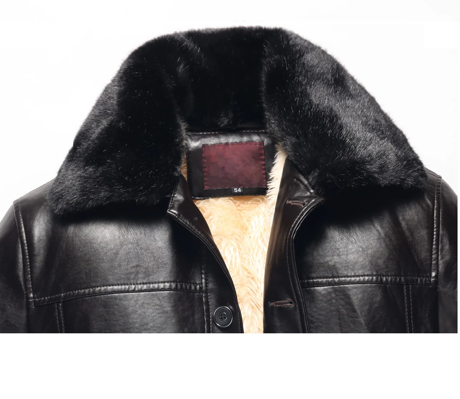 Winter New Style Men PU Leather Coat Middle-aged Men'S Wear Business Casual Fur Leather Coat
