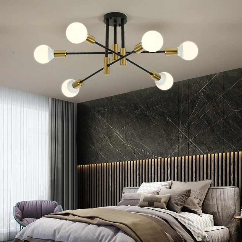 bathroom ceiling light fixtures Modern Chandelier Nordic Black Gold Ceiling Lamp Living Room Bedroom Dining Room Kitchen Restaurant Indoor Light Home Decor E27 wireless ceiling light