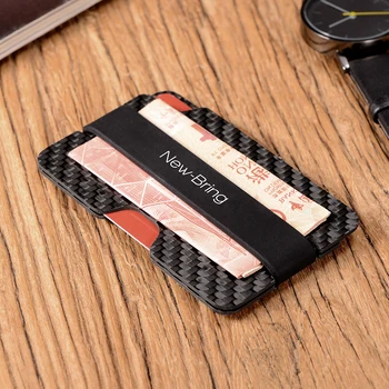 

NewBring 100% Real Compact Carbon Fiber Mini Money Clip Credit Card Sleeve ID Holder With RFID Anti-Thief Card Wallet