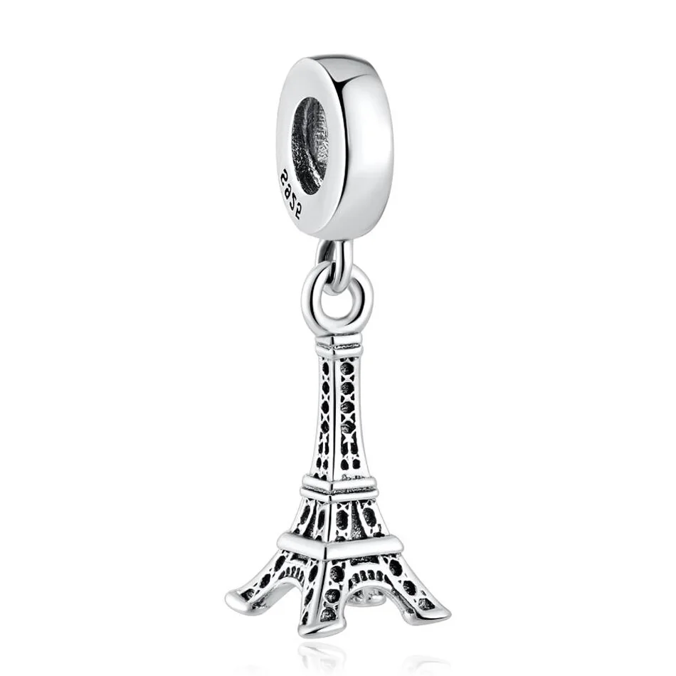 925 Sterling Silver Pendant DIY Jewelry Eiffel Tower Dangle Charm fit Pandora Bracelet Bangle Lady Girl Gift