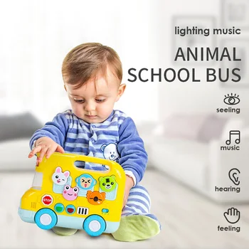 

Baby Educational Toy Mini Bus Toy with Music Sound & Flashing Light Car Toy Little Snail Cartoon Design Gift for Baby