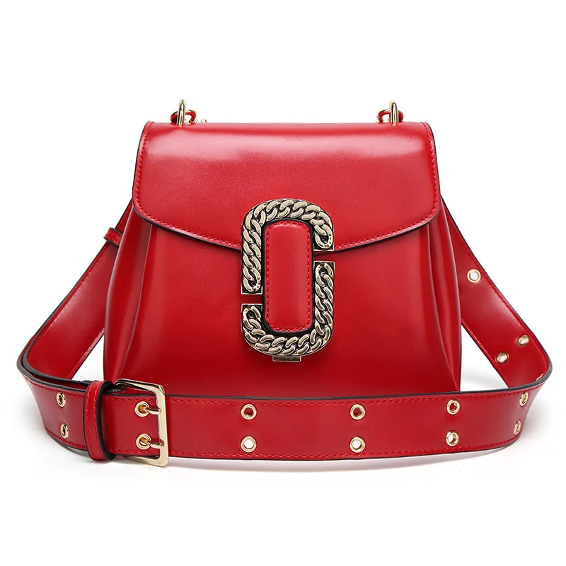 

Song Jia with leisure women's bag 2019 new shoulder slung bag Joker wide shoulder strap temperament postman bag