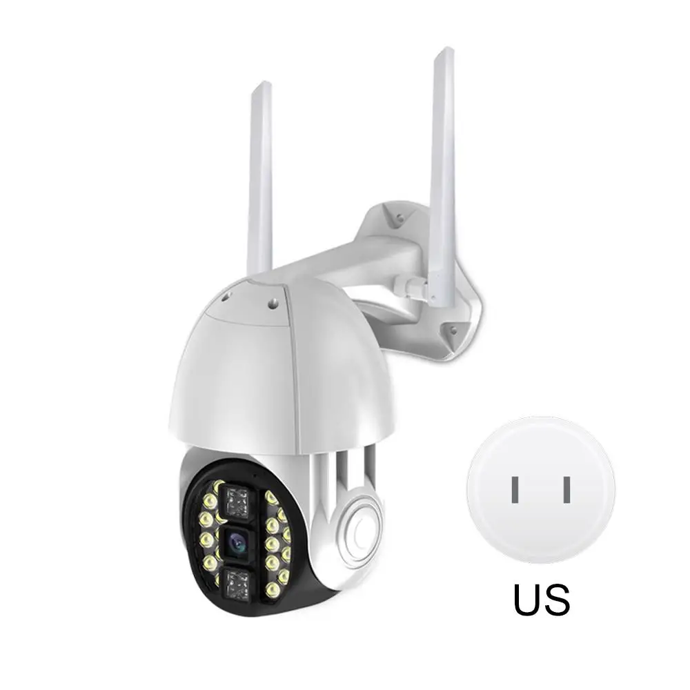 US Cam диктофон AP узор 20LED двойные антенны IP66 наружный домашний монитор безопасности камера внутреннее приложение вращение - Цвет: US