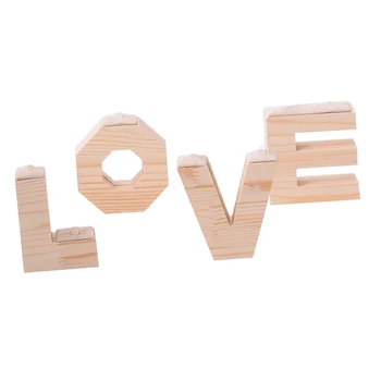

Wooden Velvet LOVE Shaped Ring Display Stand Jewelry Organizer Holder Rack