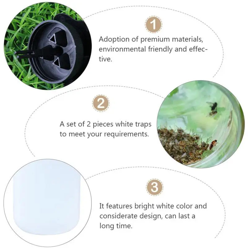 2Pcs White Sticky Trap Gnat Traps Fruit Fly Trap for Garden Outdoor
