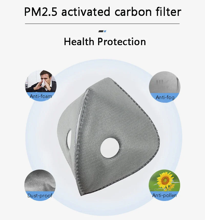 5/10/20/50 Pcs Cycling Mask Filter Pad Breathable Air Grey High Quality 5-layer Activated Bamboo Charcoal PM2.5 Non-woven Chip