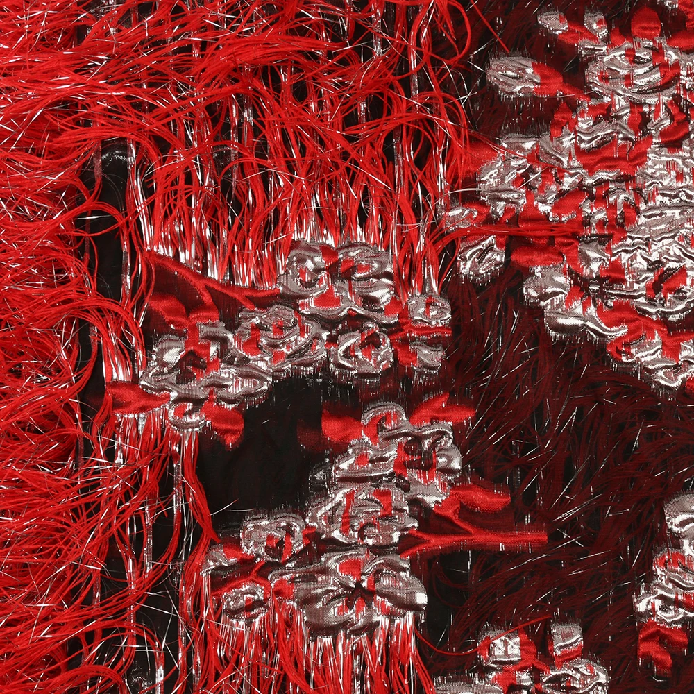 2020 Latest New Arrivals Africa Nigerian French Ankara Jacquard Brocade Tulle Mesh Brode Lace Fabric with Feather for Wedding