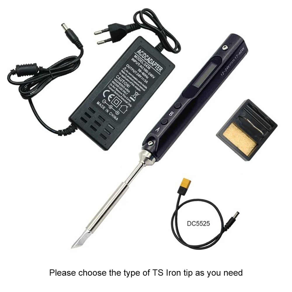 electric soldering irons SQ001-TS100 mini portable smart electric soldering iron STM32 processor adjustable temperature with DC power supply welding tool hot stapler plastic welder Welding Equipment