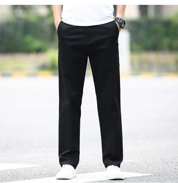 Spring Summer Pants Men Cotton Fashion Business Stretch Men Chinos Trousers Casual Black Pants Male Pentalon Homme Mens 40 khaki uniform pants